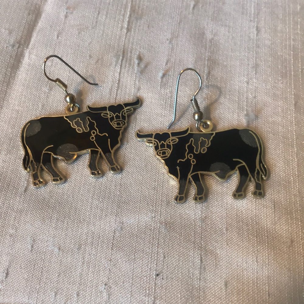 enamel Longhorn Bull earrings